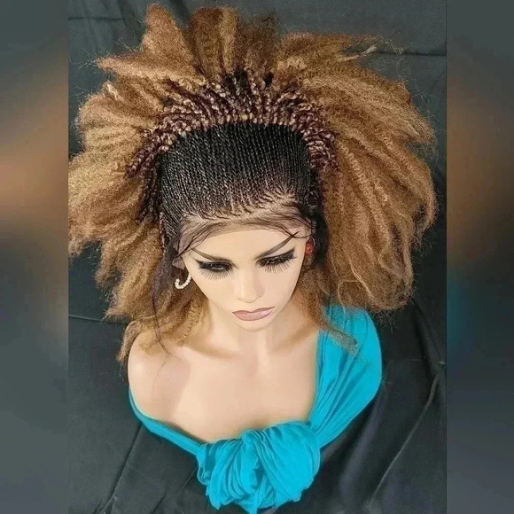 Gorgeous Braided  lace wig, short wig  ombre wigs, afro wig, 100% handmade  NWT - Picture 17 of 17